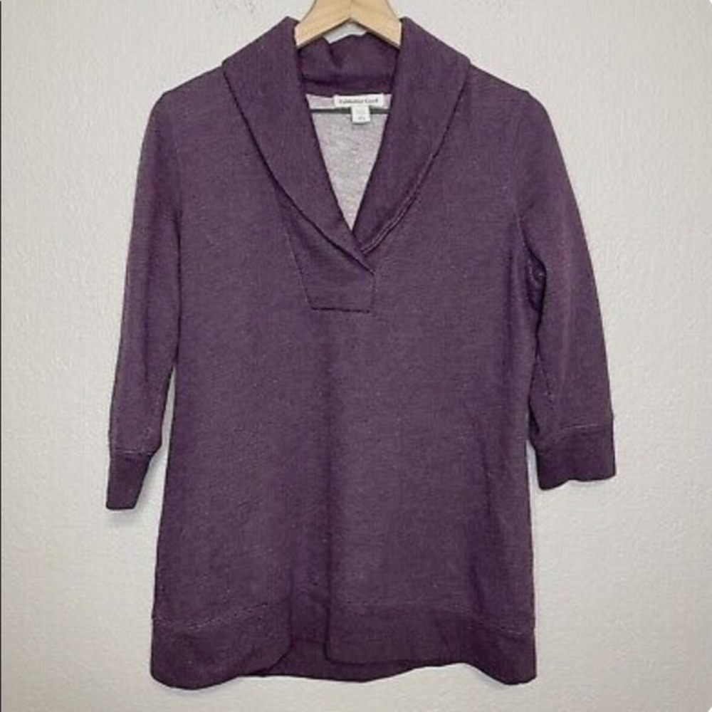 Coldwater Creek Women’s M Shawl Neck Pullover Sweatshirt 3/4 Sleeve Purple
